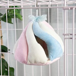 ABLAZEZAI Small Animal Hammock Cage Accessories Hamster Warm Bed Sleeping Nest Plush Hut Hideout Cave Hanging Cage Toy for Gerbil Dwarf Mice Rat Sugar Glider (Small)