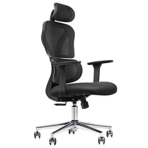 felixking ergonomic office chair, home office rolling swivel chair mesh high back desk chair with 3d adjustable armrest & lumbar support, swivel computer chair with headrest (black)