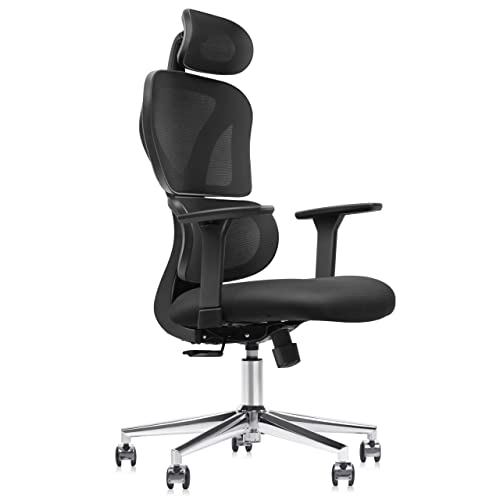 FelixKing Ergonomic Office Chair, Home Office Rolling Swivel Chair Mesh High Back Desk Chair with 3D Adjustable Armrest & Lumbar Support, Swivel Computer Chair with Headrest (Black)