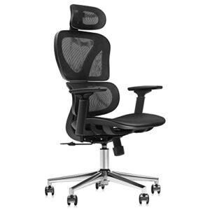 FelixKing Ergonomic Office Chair, Home Office Rolling Swivel Chair Mesh High Back Computer Chair with 3D Adjustable Armrest & Lumbar Support, Ventilated Mesh Desk Chair with Headrest (Black)