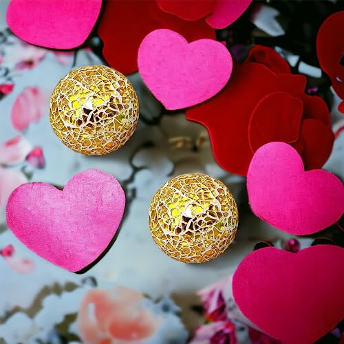 v2croft 2.4 in Decorative Orbs Glass Balls Set of 6,Mosaic Sphere Globe for Whole Housewares,Wedding/Birthday,Bowls,Vases Dining Table Centerpieces (Gold)