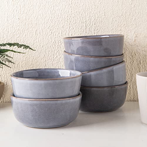 AmorArc Cereal Bowls Set of 6 for Kitchen, 26oz Stoneware Soup Bowls Set for Cereal,Soup, Modern Kitchen Bowls for Meal, Dishwasher &Microwave Safe, Reactive Glaze