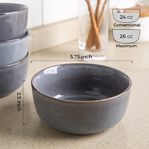 AmorArc Cereal Bowls Set of 6 for Kitchen, 26oz Stoneware Soup Bowls Set for Cereal,Soup, Modern Kitchen Bowls for Meal, Dishwasher &Microwave Safe, Reactive Glaze