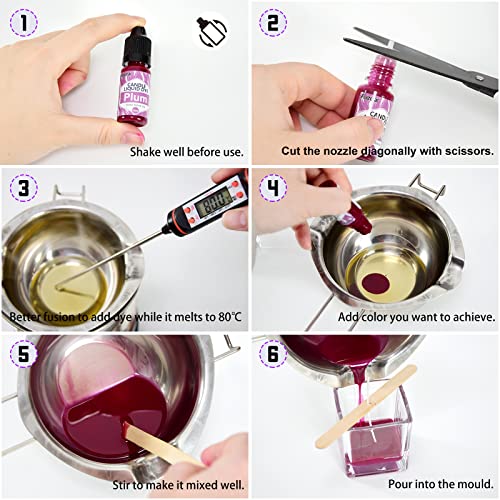 Candle Dye - 21 Colors Wax Melt Dye for Candle Making, Oil-Based Dye for Wax, Highly Concentrate Liquid Candle Color Dye