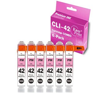 easyprint compatible ink cartridge replacement for canon 42 cli-42 cli42 for pixma pro-100 pro-100s printer, (6 photo magenta, 6 pack)