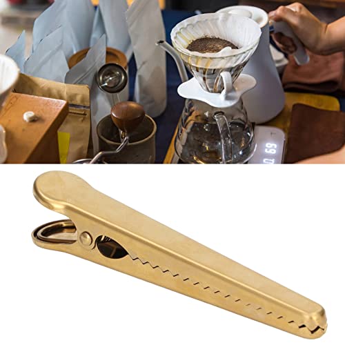 Heavy Duty Stainless Steel Alligators Clips,11.6cm Long Latest Keeping Clamp Jaw Sealing Clips Internal Tooth Design Airtight Heal Grip Kitchen Tools for Coffee and Food Bags(gold)