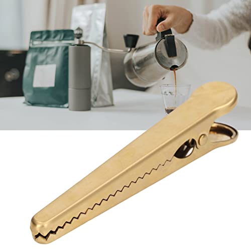 Heavy Duty Stainless Steel Alligators Clips,11.6cm Long Latest Keeping Clamp Jaw Sealing Clips Internal Tooth Design Airtight Heal Grip Kitchen Tools for Coffee and Food Bags(gold)