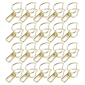 clothes drying clip, 20pcs multifunctional strong hollow spring clip clothes pins for outdoor clothesline home kitchen travel office decor(gold)