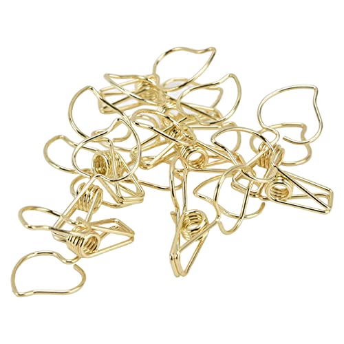 Clothes Drying Clip, 20Pcs Multifunctional Strong Hollow Spring Clip Clothes Pins for Outdoor Clothesline Home Kitchen Travel Office Decor(Gold)