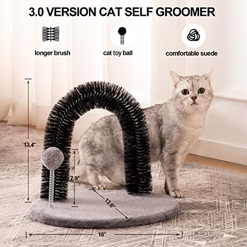 Cooenia Sisal Cat Scratcher, Cat Arch Self Groomer Massager with Cat Hair Brush and Kitty Ball Toy, Cat Scratch Pad for Kittens and Indoor Cats - Reversible Design