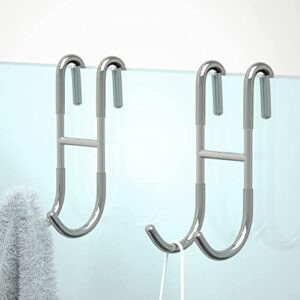 SOCONT Suction Cup Hooks for Shower, SUS 304 Stainless Steel Shower Hook for Inside Shower, Matte Black Plished Easy to Install Super Suction for Kitchen Bathroom Restroom,4 Pack