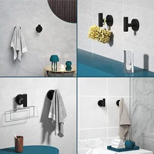 SOCONT Towel Hooks for Bathrooms Wall Mount, 2 Pack Matte Black Towel Hook for Hanging, Heavy-Duty Bathroom Wall Hooks for Towel Robe Black Wall Hooks SUS 304 Stainless Steel for Bathroom Kitchen
