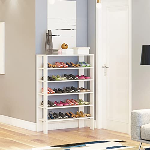 Shoe Rack 6-Tier Shoe Rack, Wooden Shoe Storage Organizer, Stackable Shoe Tower for Living Room, Entryway, Hallway, Closet (Color : White, Size : 4 Tier)