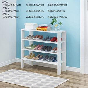 Shoe Rack 6-Tier Shoe Rack, Wooden Shoe Storage Organizer, Stackable Shoe Tower for Living Room, Entryway, Hallway, Closet (Color : White, Size : 4 Tier)
