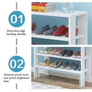 Shoe Rack 6-Tier Shoe Rack, Wooden Shoe Storage Organizer, Stackable Shoe Tower for Living Room, Entryway, Hallway, Closet (Color : White, Size : 4 Tier)