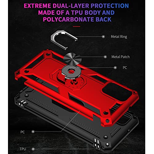 Yiakeng Samsung A03S Case, Galaxy A03S Case with HD Screen Protector, Military Grade Protective Cases with Ring for Samsung Galaxy A03S (Red)