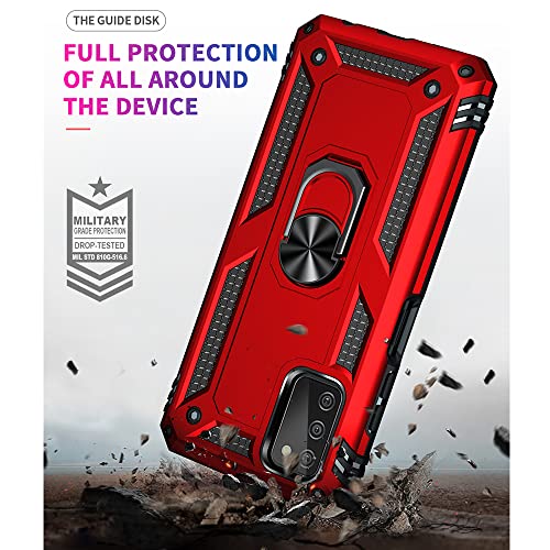 Yiakeng Samsung A03S Case, Galaxy A03S Case with HD Screen Protector, Military Grade Protective Cases with Ring for Samsung Galaxy A03S (Red)