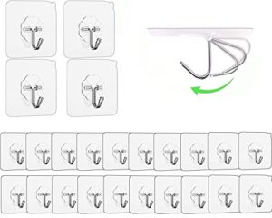 24 packs -adhesive hooks bathroom/kitchen wall hooks nail free sticky hanger with stainless hooks reusable towel utility hooks