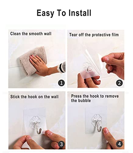 24 Packs -Adhesive Hooks Bathroom/Kitchen Wall Hooks Nail Free Sticky Hanger with Stainless Hooks Reusable Towel Utility Hooks