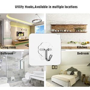 24 Packs -Adhesive Hooks Bathroom/Kitchen Wall Hooks Nail Free Sticky Hanger with Stainless Hooks Reusable Towel Utility Hooks