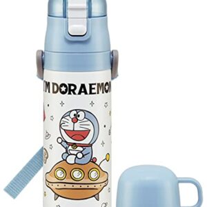 Skater SKDC4-A Children's 2-Way Stainless Steel Kids Water Bottle with Cup, 15.2 fl oz (430 ml), I'm Doraemon, Sanrio, Girls