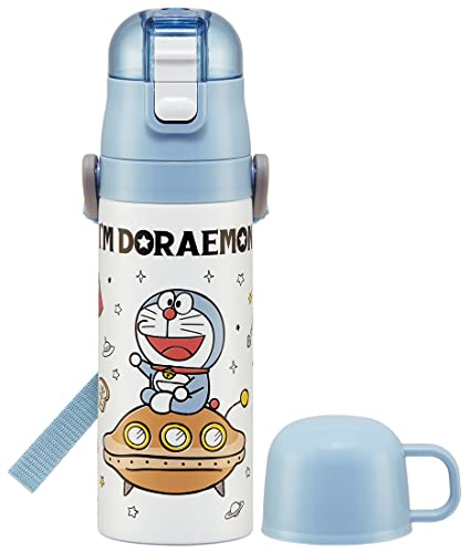 Skater SKDC4-A Children's 2-Way Stainless Steel Kids Water Bottle with Cup, 15.2 fl oz (430 ml), I'm Doraemon, Sanrio, Girls