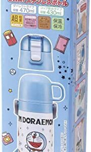 Skater SKDC4-A Children's 2-Way Stainless Steel Kids Water Bottle with Cup, 15.2 fl oz (430 ml), I'm Doraemon, Sanrio, Girls