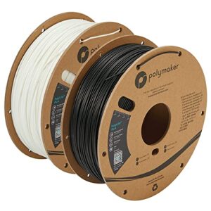 polymaker pla filament bundle, pla 3d printer filament 1.75mm - polylite pla filament 1.75 pla bundle of 2, 2 colors, black/white