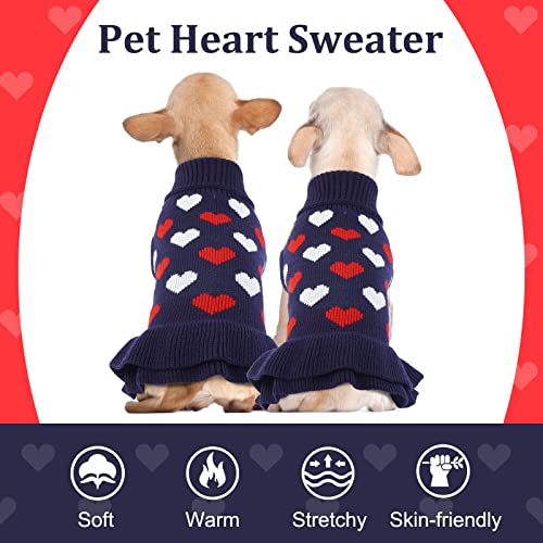 Kuoser Dog Sweater for Small Dogs, Small Dog Sweater for Girl Boy, Small Dog Knitted Sweater, Dog Christmas Sweater Pet Outfit, Cute Dog Sweater Dress Leash Hole for Pomeranian, Maltese (Blue S)