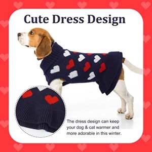 Kuoser Dog Sweater for Small Dogs, Small Dog Sweater for Girl Boy, Small Dog Knitted Sweater, Dog Christmas Sweater Pet Outfit, Cute Dog Sweater Dress Leash Hole for Pomeranian, Maltese (Blue S)