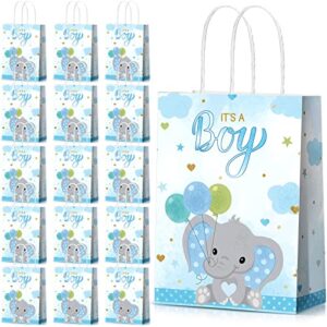 zonon 16 packs baby shower present bags baby shower elephant party bags baby goodie bags elephant themed party favors bags with handle for kids birthday baby shower party supplies (boy style)