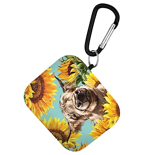 Sunflower Cow Airpods Case Compatiable with Airpods 1 & 2 - Airpods Cover with Key Chain, Full Protective Durable Shockproof Personalize Wireless Headphone Case…