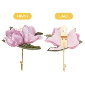 Cabilock Car Decor Heavy Duty Wallet Floral Wall Hooks 3D Tulip Coat Hooks Wall Mounted Towel Hanger with Picture Hooks Clothes Holder for Kitchen Bathroom Bedroom Jewelry Hanger Jewelry Stand