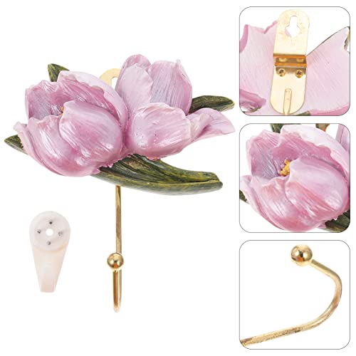 Cabilock Car Decor Heavy Duty Wallet Floral Wall Hooks 3D Tulip Coat Hooks Wall Mounted Towel Hanger with Picture Hooks Clothes Holder for Kitchen Bathroom Bedroom Jewelry Hanger Jewelry Stand