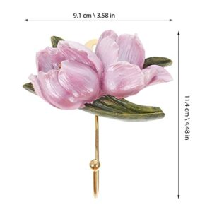 Cabilock Car Decor Heavy Duty Wallet Floral Wall Hooks 3D Tulip Coat Hooks Wall Mounted Towel Hanger with Picture Hooks Clothes Holder for Kitchen Bathroom Bedroom Jewelry Hanger Jewelry Stand