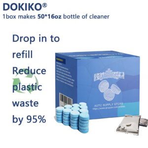 DOKIKO 100 PCS Glass Cleaner Tablets for Home,Dissolve Concentrated Tablets, Glass Cleaner, 100 Concentrated Dissolvable Refill Tablet,1 Pack Makes 100 * 16 fl oz Cleaner Spray