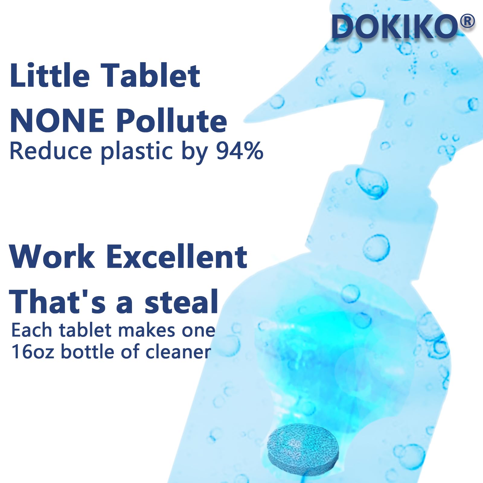 DOKIKO 100 PCS Glass Cleaner Tablets for Home,Dissolve Concentrated Tablets, Glass Cleaner, 100 Concentrated Dissolvable Refill Tablet,1 Pack Makes 100 * 16 fl oz Cleaner Spray