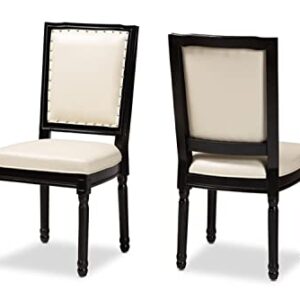 Baxton Studio Louane Beige and Black Finished Wood 2-Piece Dining Chair Set