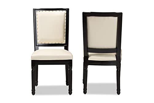 Baxton Studio Louane Beige and Black Finished Wood 2-Piece Dining Chair Set