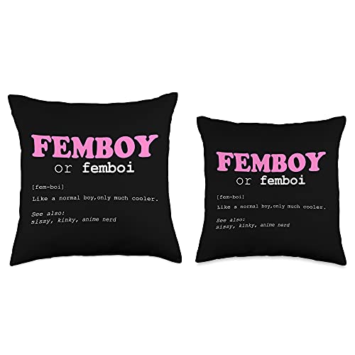 Femboy Clothing & Outfits Femboi Definition Aesthetic Throw Pillow, 16x16, Multicolor