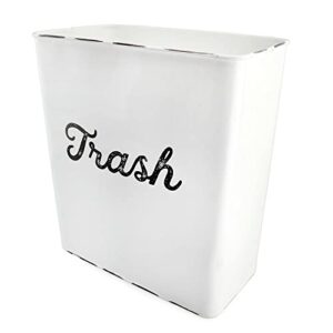 auldhome white enamel trash can, rustic farmhouse wastebasket for bathroom, bedroom, or office