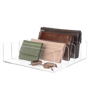 mygift clear premium acrylic wallet and small purse organizer with 5 divided sections, clutch tray drawer storage organizer