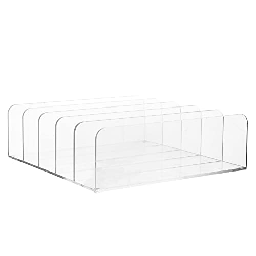 MyGift Clear Premium Acrylic Wallet and Small Purse Organizer with 5 Divided Sections, Clutch Tray Drawer Storage Organizer