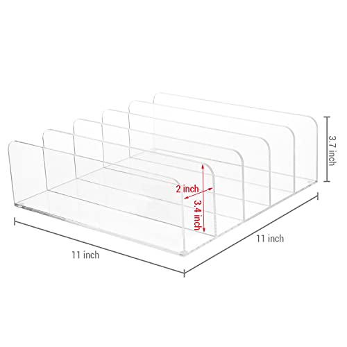 MyGift Clear Premium Acrylic Wallet and Small Purse Organizer with 5 Divided Sections, Clutch Tray Drawer Storage Organizer