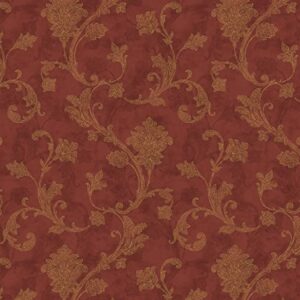 stitch & sparkle 100% cotton duck 54" jacobean scroll red color sewing fabric by the yard d01g0415