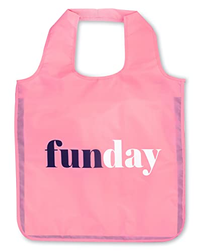 Kate Spade New York Pink Reusable Produce Bags, Shopping Tote with Zipper Storage Pouch, Lightweight Foldable Grocery Bag, Fun Day