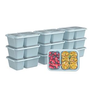 bentgo® prep - 2-compartment snack containers with custom-fit lids - reusable, microwaveable, durable bpa -free, freezer and dishwasher-safe meal prep food storage - 10 trays & 10 lids (sky)
