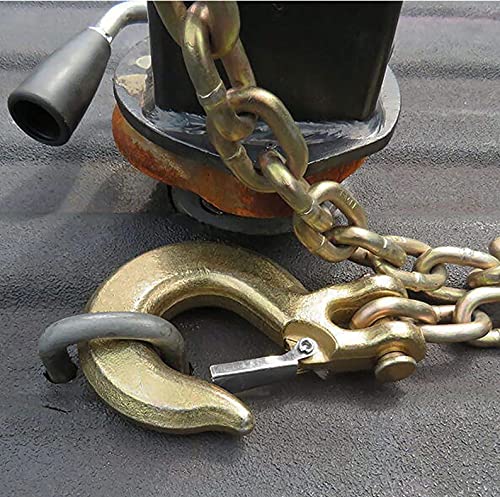 5/16 inch Clevis Slip Hook with Safety Latch, 5/16 g70 Chain Hook, 5/16 Safety Hook with Latch Forged G70 18,000 Lb Capacity for Trailer Truck Transport Tow Winch Hook Trailer