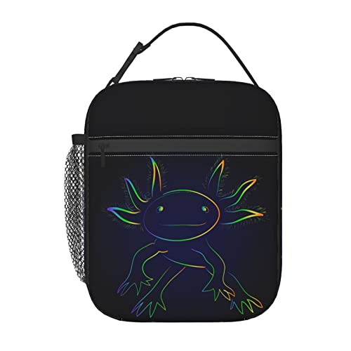 Lunch Bag Stylized Rainbow Axolotl Print Insulated Lunch Box Keep Warm/Cool Lunch Tote Bag Reusable Portable Lunch Bags