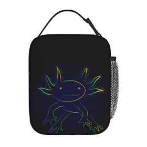 Lunch Bag Stylized Rainbow Axolotl Print Insulated Lunch Box Keep Warm/Cool Lunch Tote Bag Reusable Portable Lunch Bags